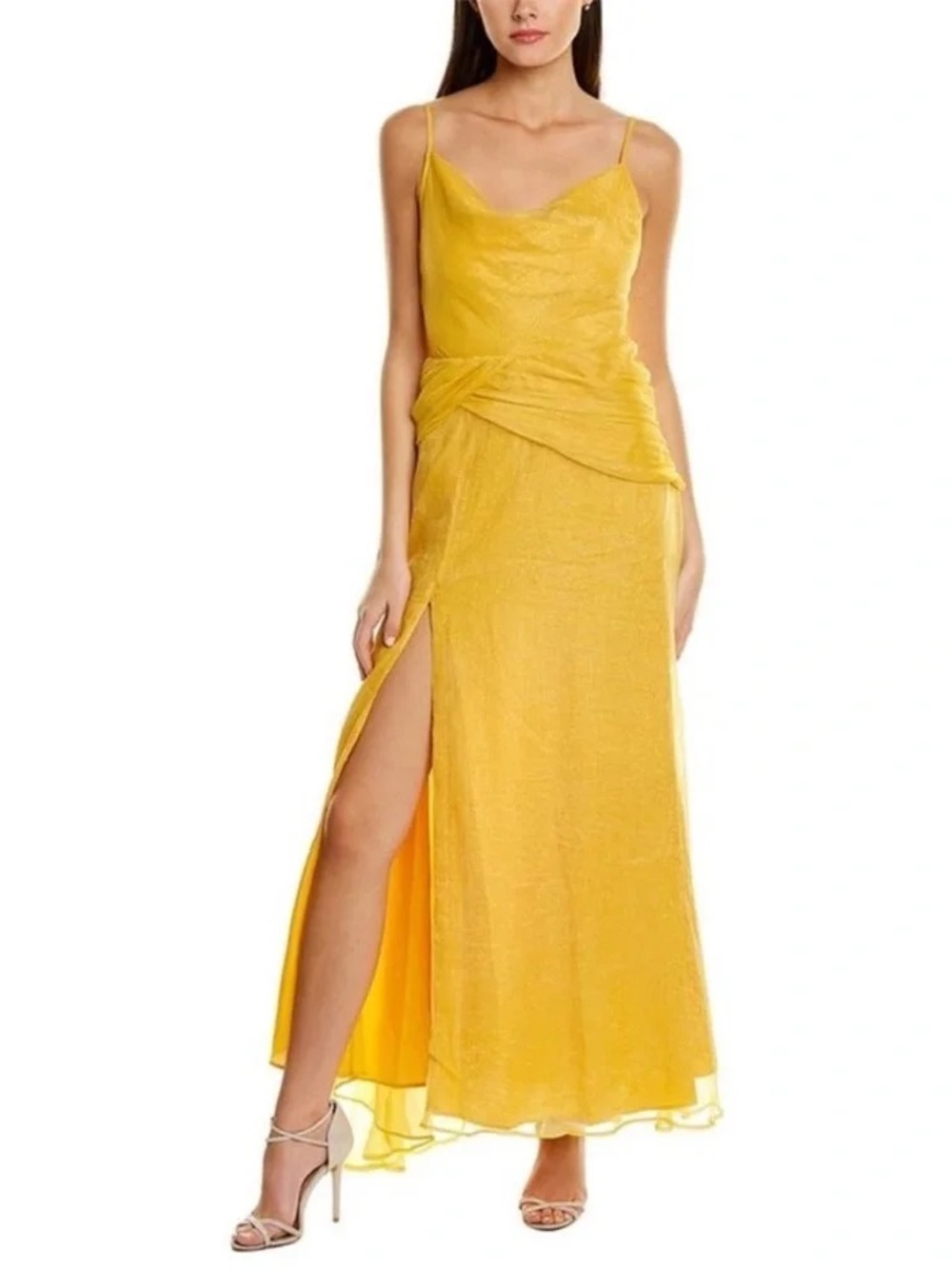 Hutch Yellow Spaghetti-Strap Maxi Dress with Side Slit